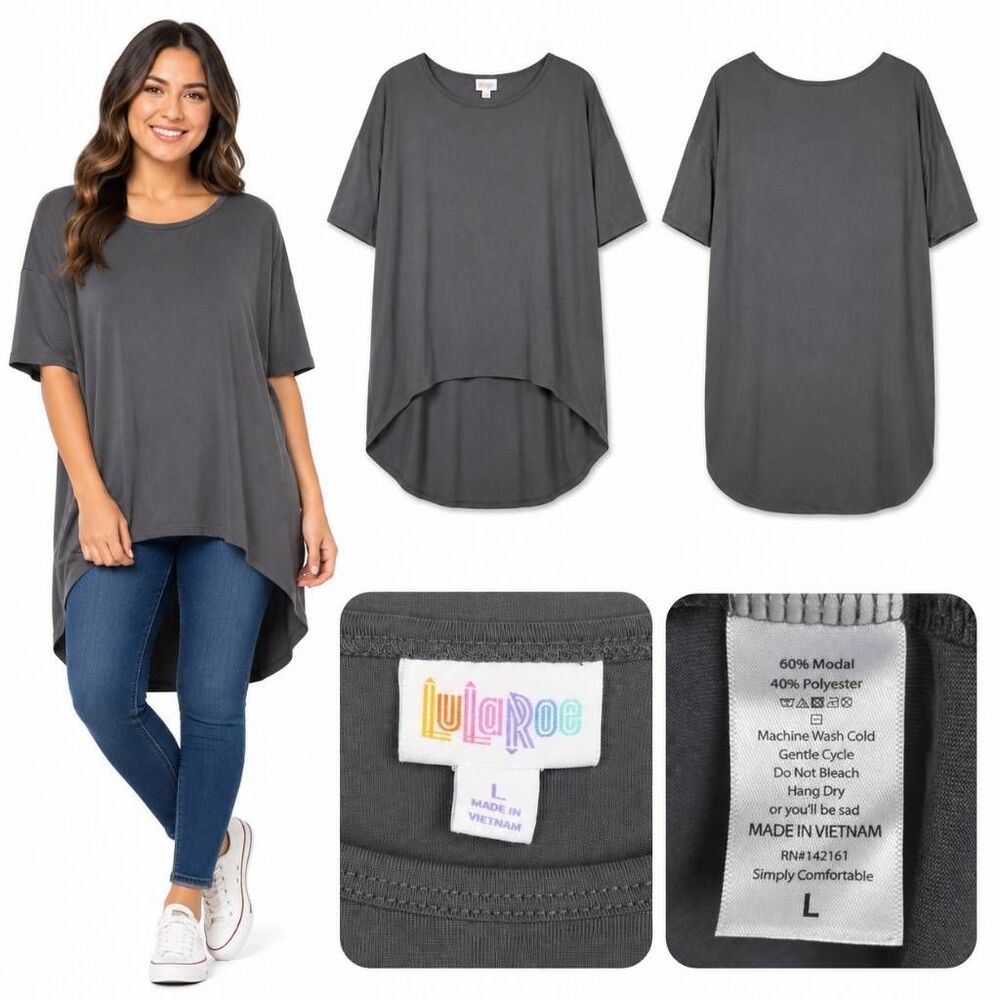 LuLaRoe Gray Hi Low Tunic Top Size Large
